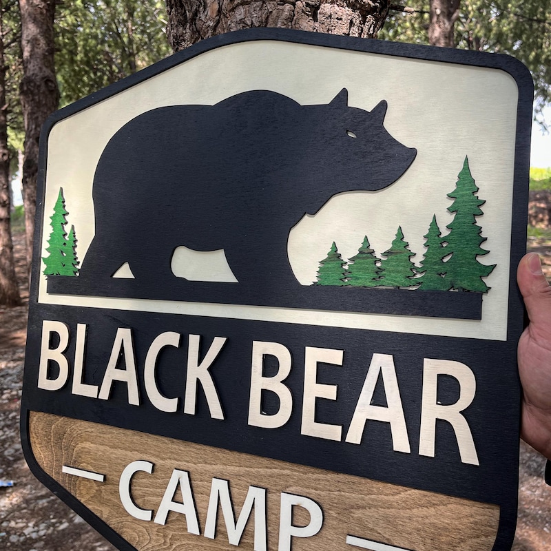 Black Bear Camp 3D Wood Sign