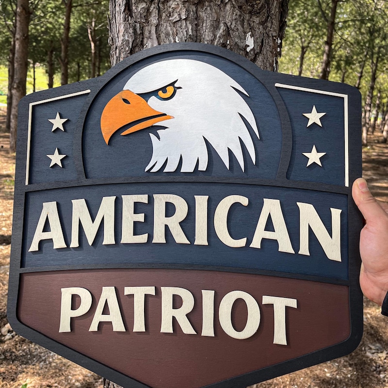 Patriotic American Eagle 3D Wood Sign