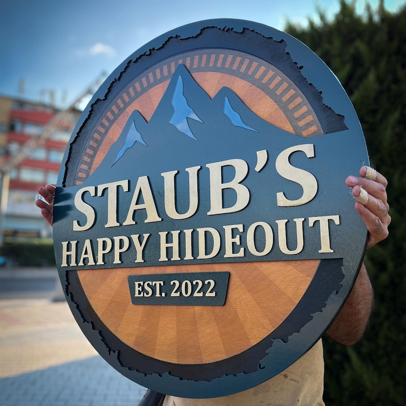 Cabin Hideout 3D Wood Name Sign