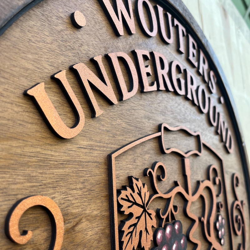 Round Underground Bar 3D Wood Logo Sign